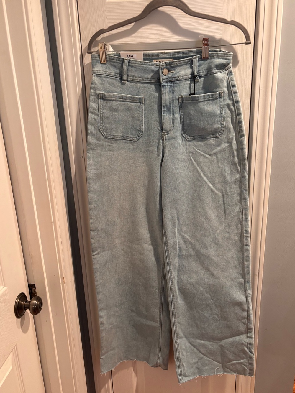 Oat New York Light Blue Wide-Leg Jeans with Front Patch Pockets